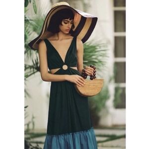 Colorblock Cutout Ruffle Maxi Dress XS - Geisha Designs Anthropologie